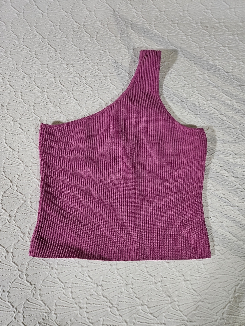 Sincerely Jules Women’s One-Shoulder Ribbed Tank Top - Pink Size XL